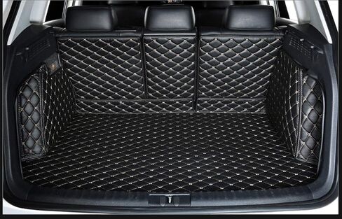 سجادة صندوق السيارة لسيارة Tesla Model X 6/7 Seater 2016-2021 (2022-الحالي غير مناسب) سجادة تغطية كاملة لصندوق الأمتعة وبطانة شحن خلفية لجميع الأحوال الجوية شديدة التحمل (أسود مع خياطة سوداء) in Kuwait