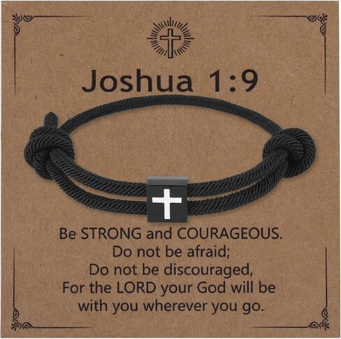 Easter Basket Stuffers Essentials, Inspirational Joshua 1:9 Cross Bracelet Adjustable Rope Cross Bracelet Christian Baptism Confirmation Jesus Gifts for Teen Men Boys 8 12 13 14 15 16 18 Year Old in Saudi Arabia