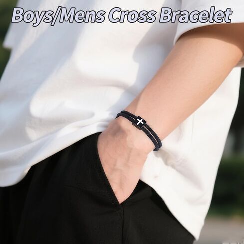 Easter Basket Stuffers Essentials, Inspirational Joshua 1:9 Cross Bracelet Adjustable Rope Cross Bracelet Christian Baptism Confirmation Jesus Gifts for Teen Men Boys 8 12 13 14 15 16 18 Year Old in Saudi Arabia
