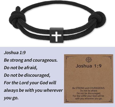 Easter Basket Stuffers Essentials, Inspirational Joshua 1:9 Cross Bracelet Adjustable Rope Cross Bracelet Christian Baptism Confirmation Jesus Gifts for Teen Men Boys 8 12 13 14 15 16 18 Year Old in Saudi Arabia