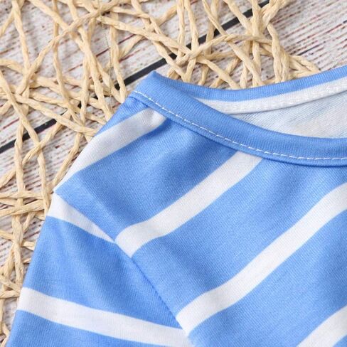 Kids Girls Short Sleeve Stripe Dress Summer Casual Loose Dresses Cute Holiday Long Maxi Dress with Pockets in Saudi Arabia