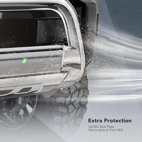 YHTAUTO 3 "شريط دفع الثور مع لوحة انزلاقية خفيفة تناسب موديلات شيفروليه، سيلفرادو 2500 HD 3500 HD 2020-2024، واقي فرشاة من سبائك الصلب للمصد الأمامي للشاحنة على الطرق الوعرة in Saudi Arabia