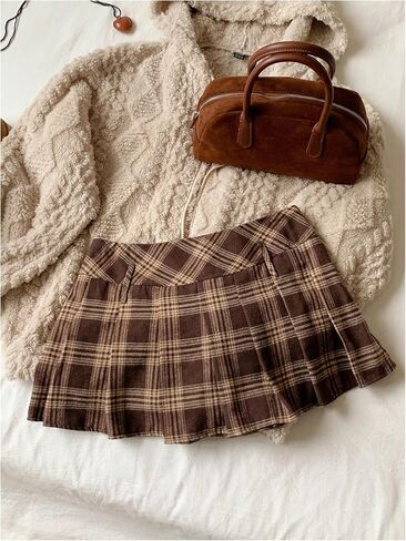 MakeMeChic Women's Plaid Mini Skirts Pleated A Line Summer Y2K Going Out Short Skirt in Saudi Arabia