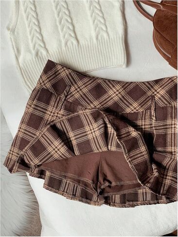 MakeMeChic Women's Plaid Mini Skirts Pleated A Line Summer Y2K Going Out Short Skirt in Saudi Arabia