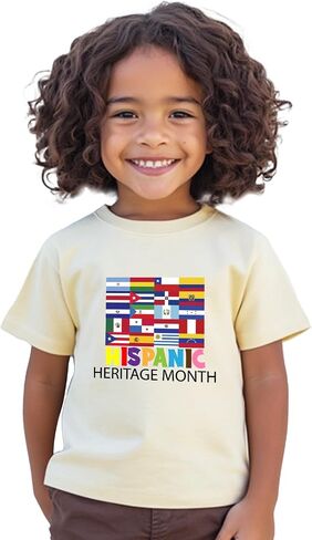 Hispanic Heritage Month Shirt Kids Toddler Boys Girls, Latino Countries Flag T-Shirt National Hispanic Gifts Tee Tops 2T-8Y in Saudi Arabia