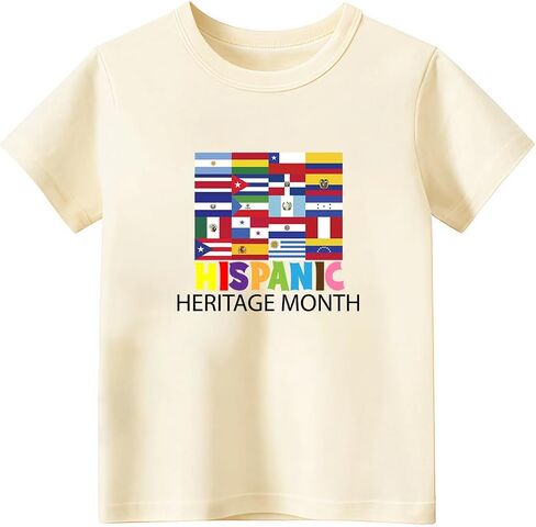 Hispanic Heritage Month Shirt Kids Toddler Boys Girls, Latino Countries Flag T-Shirt National Hispanic Gifts Tee Tops 2T-8Y in Saudi Arabia
