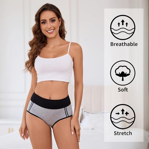 ملابس داخلية نسائية عالية الخصر للتحكم في البطن، ملابس داخلية من القطن الناعم، سراويل داخلية بتغطية كاملة in Kuwait