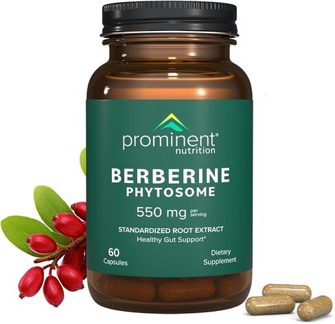 Berberine Phytosome Supplement - Healthy Gut Support - 550 mg, 60 Count in Kuwait