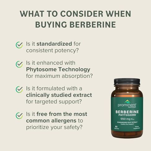 Berberine Phytosome Supplement - Healthy Gut Support - 550 mg, 60 Count in Kuwait