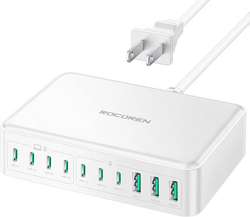 شاحن Rocoren 100W USB C، ثنائي 4 منافذ PD3.0 QC5.0 PPS شاحن سريع لأجهزة MacBook Pro وiPad وiPhone وSamsung والكمبيوتر المحمول in Kuwait