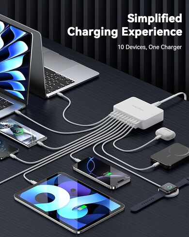 شاحن Rocoren 100W USB C، ثنائي 4 منافذ PD3.0 QC5.0 PPS شاحن سريع لأجهزة MacBook Pro وiPad وiPhone وSamsung والكمبيوتر المحمول in Kuwait