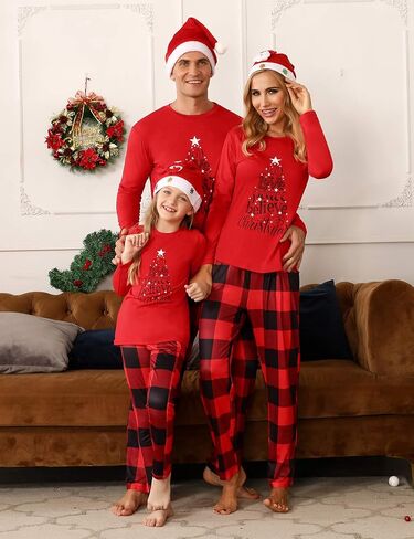 iClosam Matching Family Pajamas Set Striped Christmas Pajamas Sleepwear Dad Mom PJs in Saudi Arabia