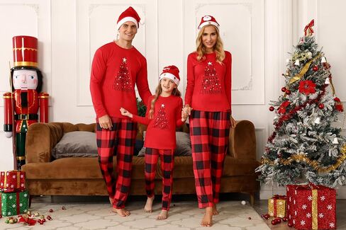 iClosam Matching Family Pajamas Set Striped Christmas Pajamas Sleepwear Dad Mom PJs in Saudi Arabia