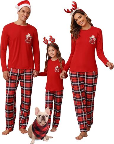 iClosam Matching Family Pajamas Set Striped Christmas Pajamas Sleepwear Dad Mom PJs in Saudi Arabia