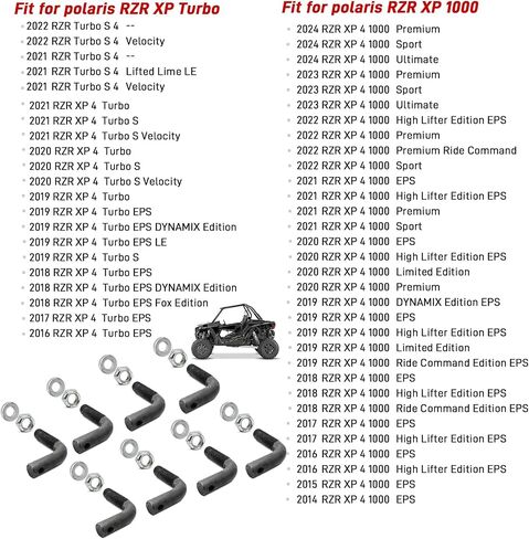 8PCS Tree Kickers Mounting Hardware, L Bolts Kit Compatible with Polaris RZR XP1000 Turbo/S in Saudi Arabia