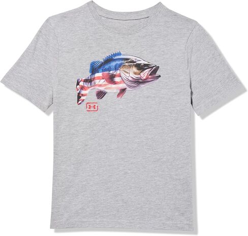 قميص للأولاد بأكمام قصيرة من Under Armour، رقبة مستديرة، خفيف الوزن وجيد التهوية، للاستخدام الخارجي in Saudi Arabia