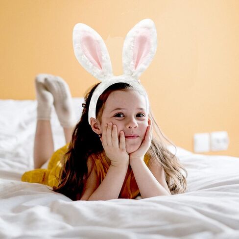 2pack Bunny Ears for Kids Adult Baby, Easter Gifts Decorations Pink White Plush Rabbit Headband,Birthday Cosplay Party School Supplies in Saudi Arabia