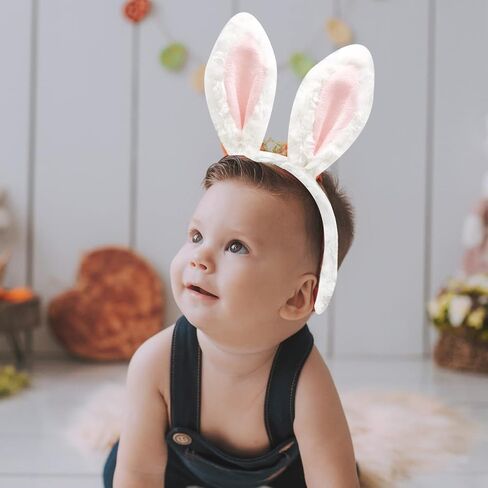 2pack Bunny Ears for Kids Adult Baby, Easter Gifts Decorations Pink White Plush Rabbit Headband,Birthday Cosplay Party School Supplies in Saudi Arabia