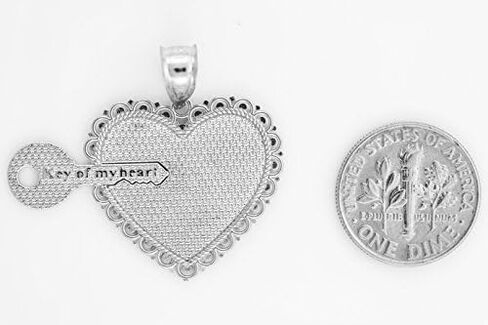 925 Sterling Silver Textured Charm Key of my Heart Charm 2-Piece Pendant Set in Saudi Arabia