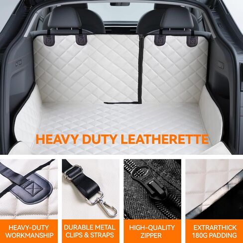 Heavy-Duty Leather SUV Cargo Liner for Fold Down Split Seats, Armrest Pass-Through Compatible, Pet-Friendly, Ideal for Dogs in Saudi Arabia
