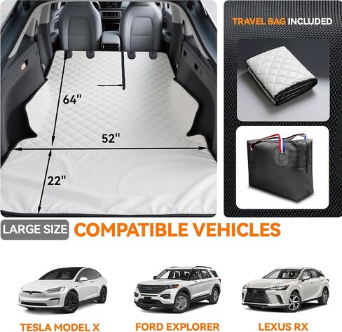 Heavy-Duty Leather SUV Cargo Liner for Fold Down Split Seats, Armrest Pass-Through Compatible, Pet-Friendly, Ideal for Dogs in Saudi Arabia