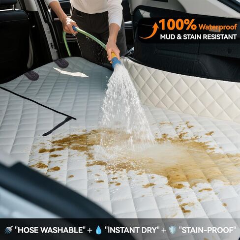 Heavy-Duty Leather SUV Cargo Liner for Fold Down Split Seats, Armrest Pass-Through Compatible, Pet-Friendly, Ideal for Dogs in Saudi Arabia