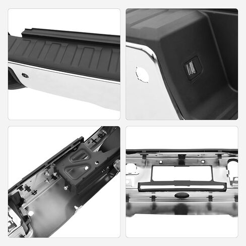 Rear Step Bumper Assembly With Parking Aid Sensors Hole Replacement For Chevy Chevrolet Silverado GMC Sierra 1500 2014-2018 Truck Polished Chrome Carbon Steel Back Step Bumper GM1103175, GM1102557 in Saudi Arabia