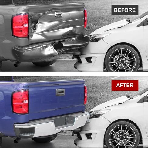 Rear Step Bumper Assembly With Parking Aid Sensors Hole Replacement For Chevy Chevrolet Silverado GMC Sierra 1500 2014-2018 Truck Polished Chrome Carbon Steel Back Step Bumper GM1103175, GM1102557 in Saudi Arabia