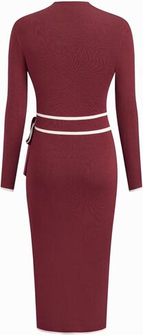 CIDER Sweater Dress for Women Long Sleeve Dress Mock Turtleneck Bow Tie Midi Work Dresses Old Money Dresses Fall Winter in Saudi Arabia