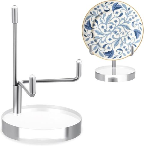 Adjustable Metal Arm Display Stand Easel with Round Acrylic Base Small Display Easel Holder for Crystal Seashell Geodes Rock Small Collection (Silver, 2 x 2 x 3 Inch) in Saudi Arabia