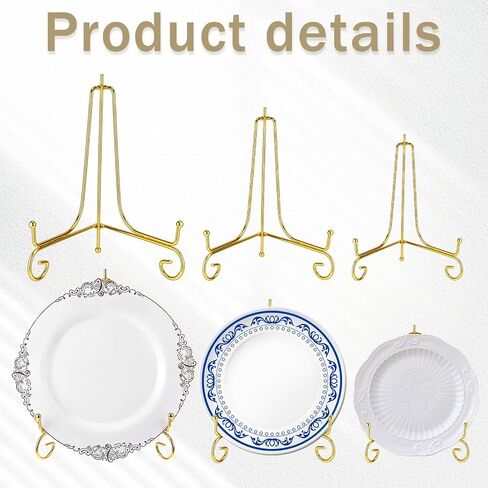 12 Pack 3 Size Improved Anti-Slip Plate Stands for Display, Gold Iron Display Stand, Easel Plate Display Photo Holder Stand, Iron Wire Easel Frame Stand for Displaying Pictures, Plates and Arts (4, 6, 8 Inch) in Saudi Arabia