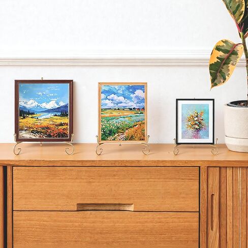 12 Pack 3 Size Improved Anti-Slip Plate Stands for Display, Gold Iron Display Stand, Easel Plate Display Photo Holder Stand, Iron Wire Easel Frame Stand for Displaying Pictures, Plates and Arts (4, 6, 8 Inch) in Saudi Arabia