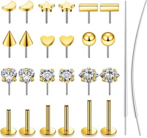 20G 18G 16G Threadless Push in Nose Ring Studs Flat Back Stud Earrings 316L Surgical Steel Tragus Helix Cartilage Earrings Lip Labret Medusa Piercing Jewelry For Women Men in Kuwait