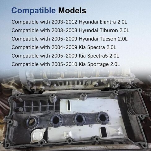 VS50583R مجموعة حشية غطاء الصمام مناسبة لشركة Hyundai Elantra Tiburon Tucson Kia Spectra Sportage Spectra5 2.0L 2003-2012 استبدال # 22441-23800 2244323001 2244223500 22443-23000 2244323000 VS50409S in Saudi Arabia