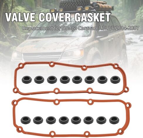 MDEOOSKY VS50599R Valve Cover Gaskets with Grommets Kit, Replacement for Chrysler Grand Voyager 3.8L V6 2001-2002 Replacement for Dodge Caravan 3.3L V6 2004-2007 in Saudi Arabia