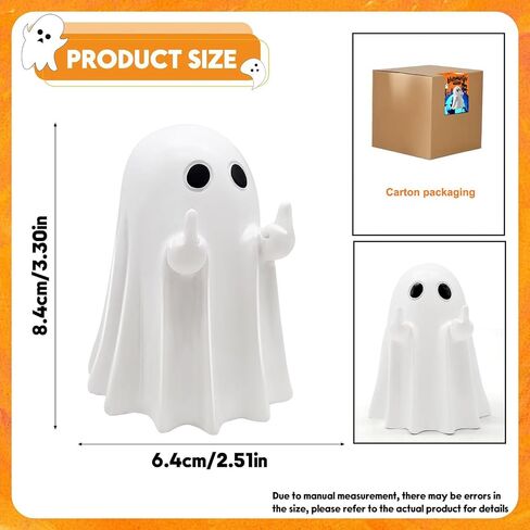Halloween Ghost Figurines - Resin Ghost Statue, Cute Finger Ghost Ornament for Indoor & Porch Decor, Spooky Halloween Home Decoration (1pcs) in Saudi Arabia