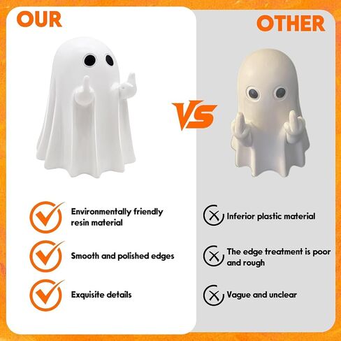 Halloween Ghost Figurines - Resin Ghost Statue, Cute Finger Ghost Ornament for Indoor & Porch Decor, Spooky Halloween Home Decoration (1pcs) in Saudi Arabia