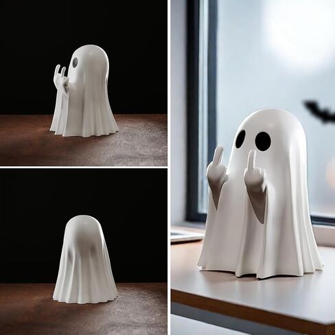 Halloween Ghost Figurines - Resin Ghost Statue, Cute Finger Ghost Ornament for Indoor & Porch Decor, Spooky Halloween Home Decoration (1pcs) in Saudi Arabia