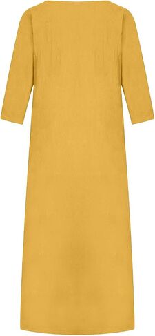 Women's Half Sleeve Cotton Linen Dress Boho Comfy Shirt Dresses Summer Casual Short Sleeve Dress Teacher Clothes in Saudi Arabia