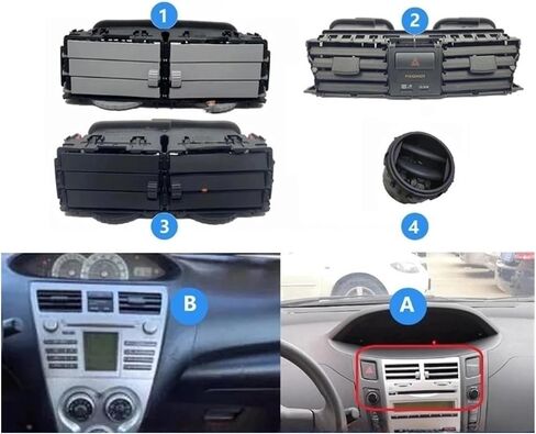 Car Center Dash A/C Outlet Air Vent ，Compatible With Toyota Yaris 2008-2013 Air Vent Panel Air Outlet Cover Replacement Dashboard Instrument(Middle Black) in Saudi Arabia