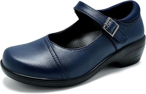 Womens Mary Jane Shoes with Arch Support Leather Round Toe Classics Ankle Strap Loafers Comfort Dress Shoes in Kuwait
