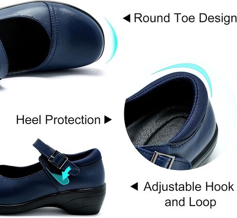 Womens Mary Jane Shoes with Arch Support Leather Round Toe Classics Ankle Strap Loafers Comfort Dress Shoes in Kuwait