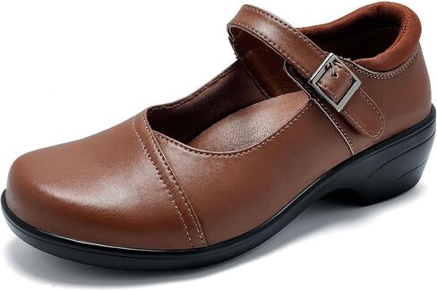 Womens Mary Jane Shoes with Arch Support Leather Round Toe Classics Ankle Strap Loafers Comfort Dress Shoes in Kuwait