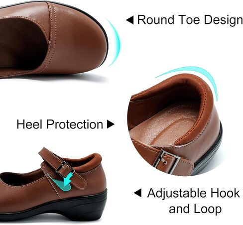 Womens Mary Jane Shoes with Arch Support Leather Round Toe Classics Ankle Strap Loafers Comfort Dress Shoes in Kuwait