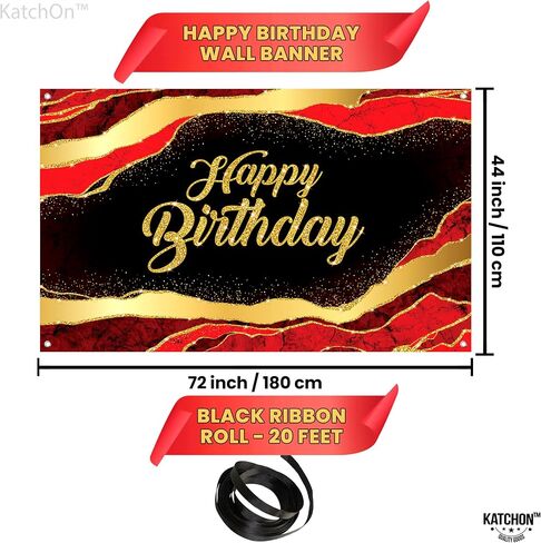 KatchOn, Red and Black Happy Birthday Banner - XtraLarge 72x44 Inch | Red and Black Birthday Decorations | Happy Birthday Banner Red and Black for Casino Party Decorations | Happy Birthday Backdrop in Saudi Arabia