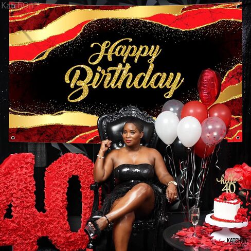 KatchOn, Red and Black Happy Birthday Banner - XtraLarge 72x44 Inch | Red and Black Birthday Decorations | Happy Birthday Banner Red and Black for Casino Party Decorations | Happy Birthday Backdrop in Saudi Arabia