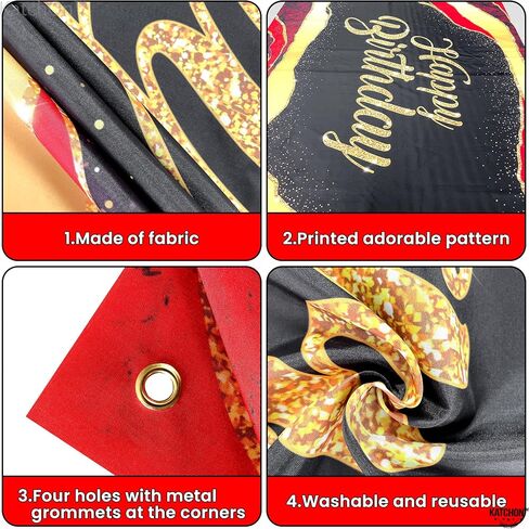 KatchOn, Red and Black Happy Birthday Banner - XtraLarge 72x44 Inch | Red and Black Birthday Decorations | Happy Birthday Banner Red and Black for Casino Party Decorations | Happy Birthday Backdrop in Saudi Arabia