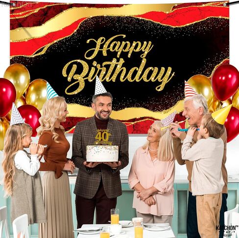 KatchOn, Red and Black Happy Birthday Banner - XtraLarge 72x44 Inch | Red and Black Birthday Decorations | Happy Birthday Banner Red and Black for Casino Party Decorations | Happy Birthday Backdrop in Saudi Arabia