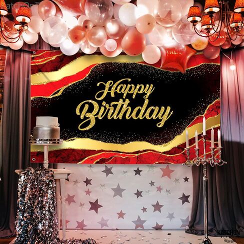 KatchOn, Red and Black Happy Birthday Banner - XtraLarge 72x44 Inch | Red and Black Birthday Decorations | Happy Birthday Banner Red and Black for Casino Party Decorations | Happy Birthday Backdrop in Saudi Arabia