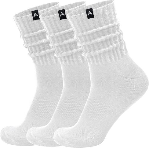 Scrunch Slouch Crew Socks ريترو مضلع القطن خففت 3 حزمة التمهيد رياضة رياضة الجوارب العجل مريحة للرجال والنساء in Kuwait